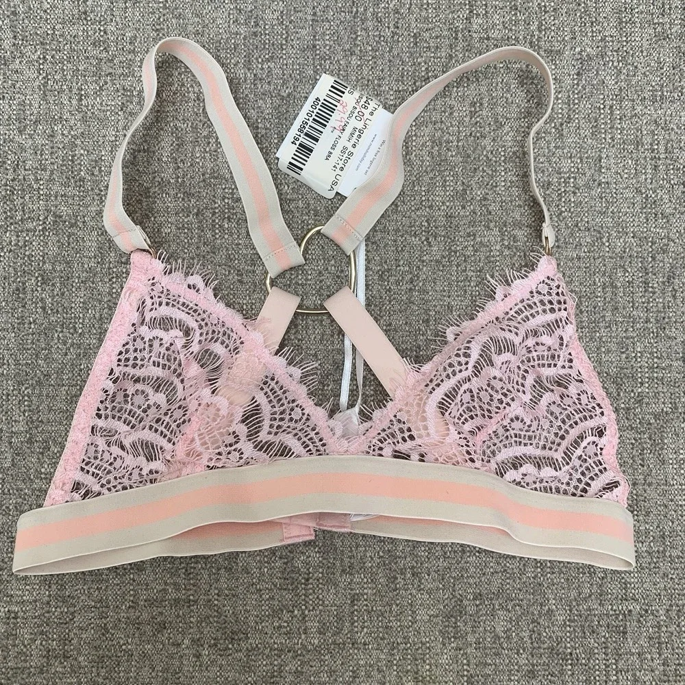 Mimi Holliday Fairy Floss Bra Pink Razor Back Stretch Lace Bra‎ Bralette XS
